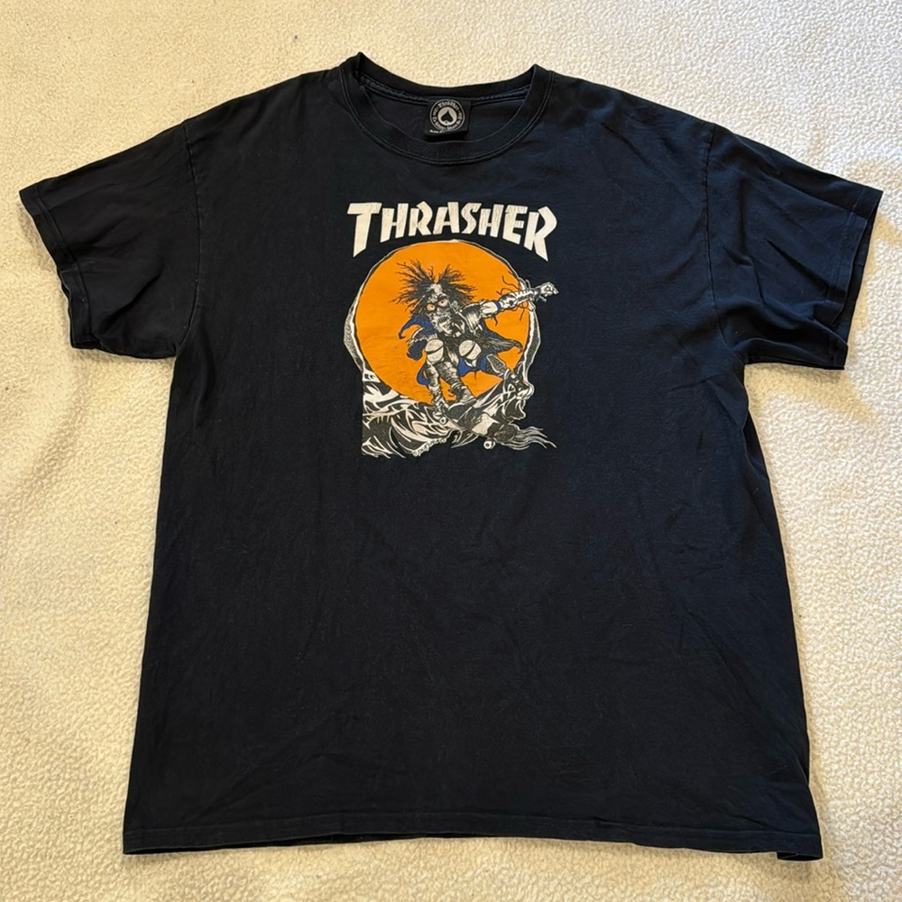 Thrasher Skate T-Shirt Crazy Skate Logo Size Large